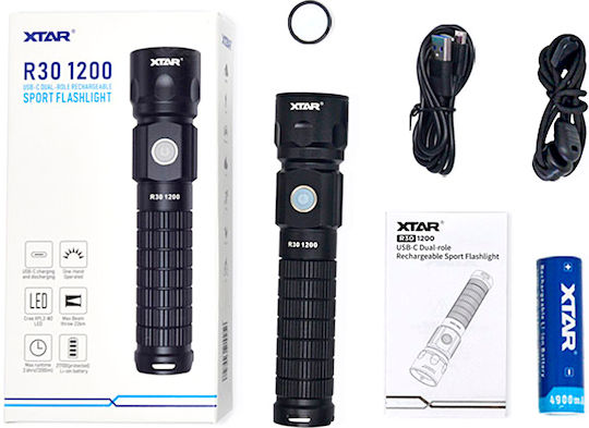 XTAR Rechargeable Flashlight LED IPX6 with Maximum Brightness 1200lm