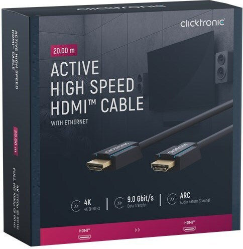 Clicktronic HDMI 2.0 Premium High Speed 4K 60Hz HDR Cable HDMI male - HDMI male 20m Μαύρο