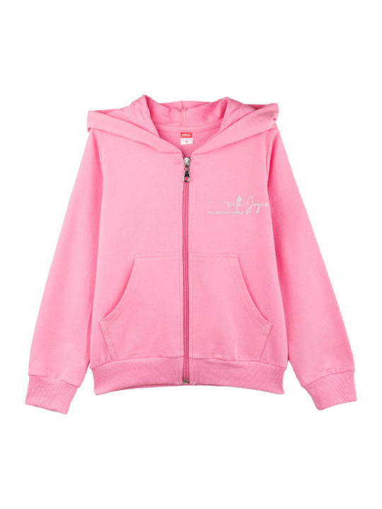 Kids Cardigan Cotton with Hood Pink