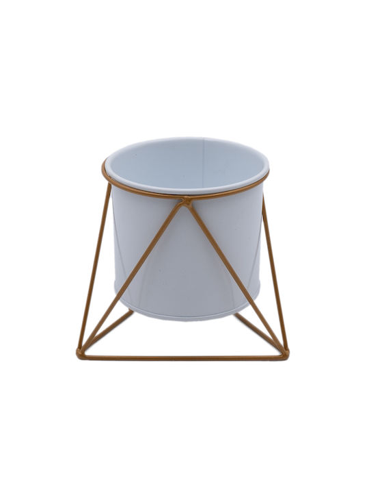 Uncle George Planter Metal White with Stand 12.5x12.5x11cm.