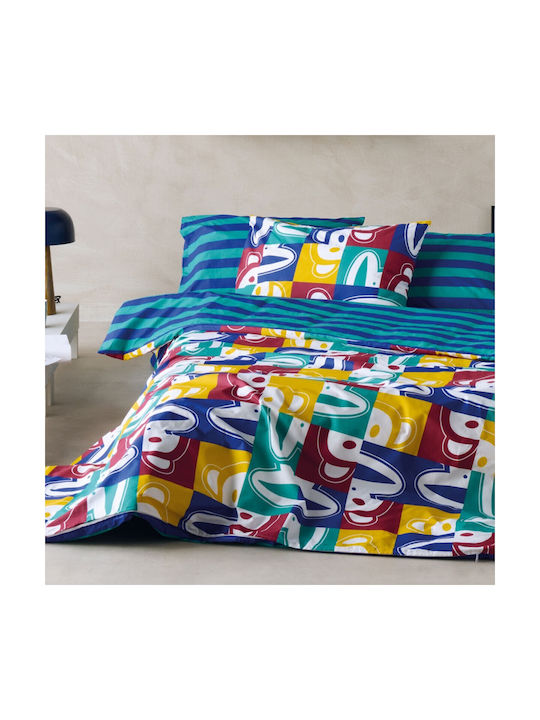 Kentia Sheets Set Single Cotton Blue 160x270cm 3pcs