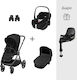 Oxford Essential Schwarzer Maxi Cosi Kinderwagen + Oria Tragewanne + Pebble 360 Autositz