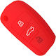 Car Key Cover Case made of with 3 Buttons for Audi in Red Color