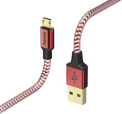 HAMA Geflochtenes USB 2.0 Micro-USB-Kabel 1,5 m Rote