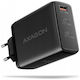 Axagon Charger Without Cable GaN with USB-A Port and 2 USB-C Ports 100W Power Delivery / Quick Charge 3.0 Blacks (ACU-DPQ100)