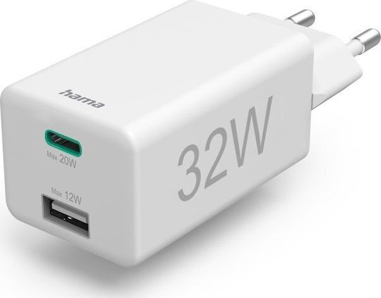 HAMA Зарядно Устройство Без Кабел 32W Power Delivery Бял (00201691)