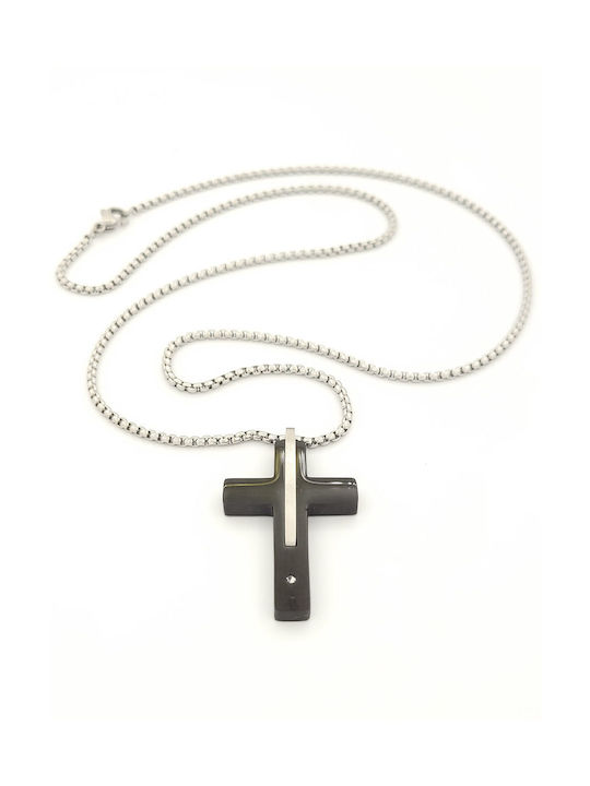 Men's Cross from Steel with Chain