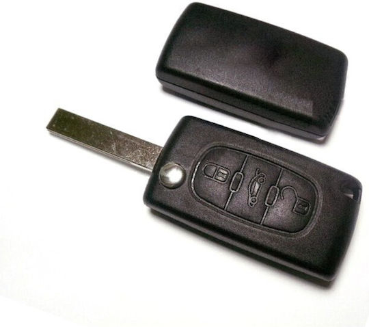 Foldable Car Key Shell with Blade with 3 Buttons for Citroen / Peugeot