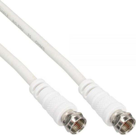InLine Καλώδιο Κεραίας Coax female - Coax female Λευκό 0.5m (69350) 1τμχ