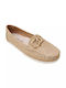 Leather Women's Moccasins in Beige Color