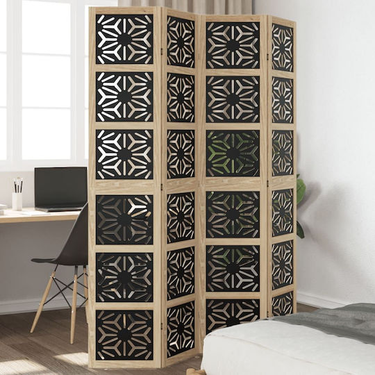 vidaXL Decorative Room Divider Wooden with 4 Panels 140x200cm