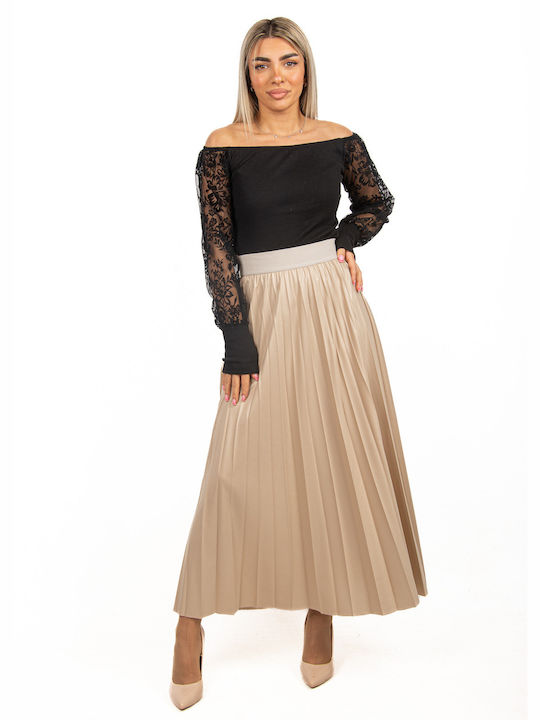 Pleated Skirt Beige