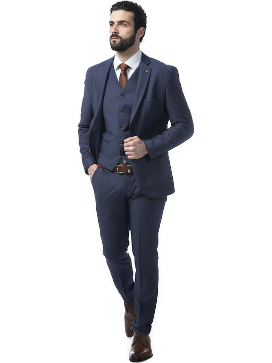 Mezzo Uomo Men's Suit with Vest Navy Blue