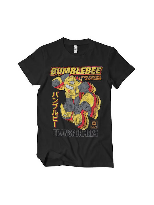 Tricou negru Transformers Bumblebee Fiecare erou are un început