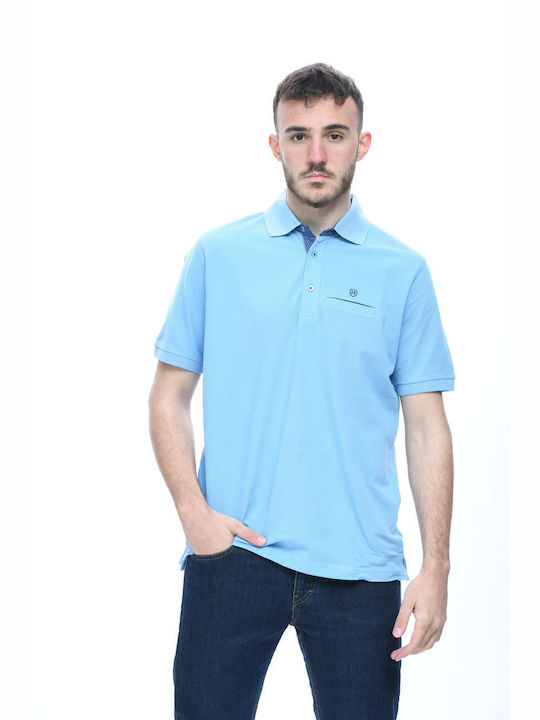 Renzo Uomo Herren Kurzarmshirt Polo Blue Blue Blue