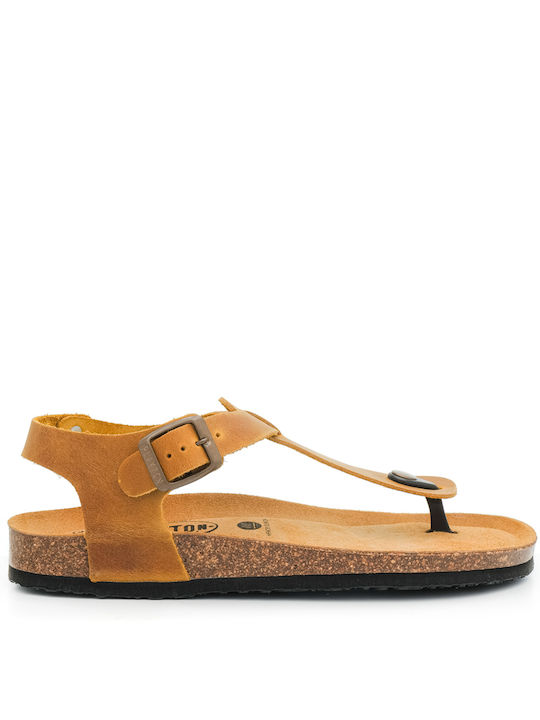 Plakton Leather Women's Sandals Yellow