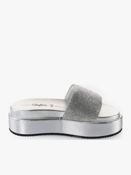 Women's Flat Sandals Flatforms in Silver Color