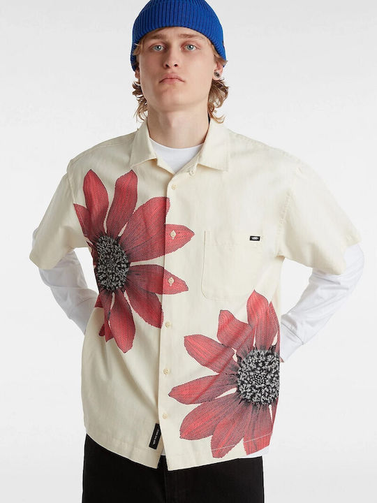 Vans Shirt Men's Shirt Short Sleeve Linen Floral White