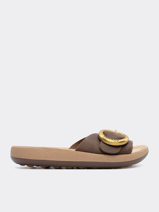 Fantasy Sandals Leder Flache Damen Sandalen Braun