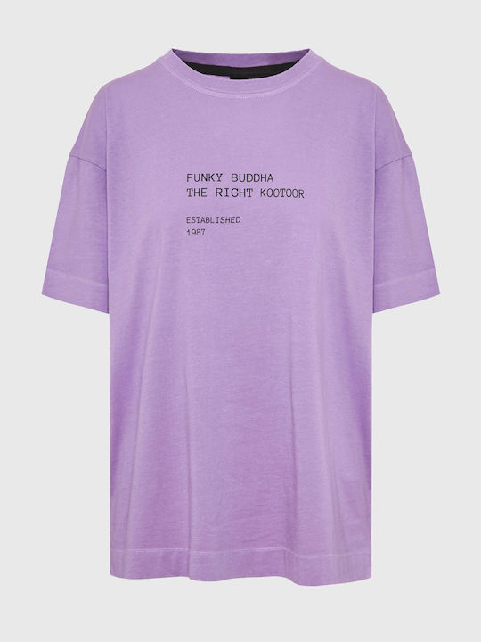 Funky Buddha Women's T-shirt Striped Purple