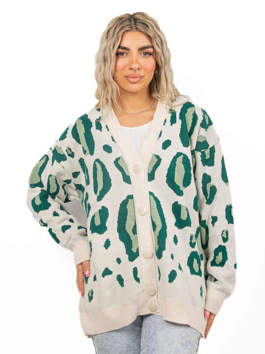 Cardigan Leopard Green