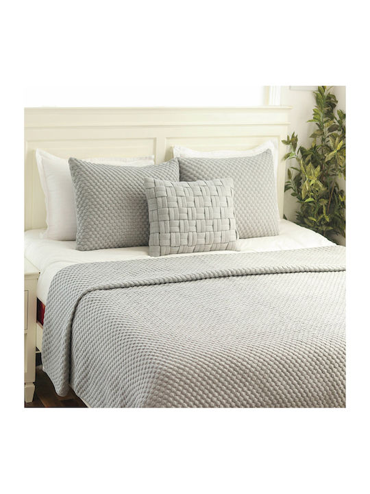 Liolios Home Popcorn Coverlet Queen Size Cotton Lt Grey 240x250cm