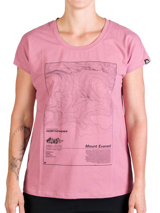 Northfinder Women's Athletic T-shirt with V Neck Pink