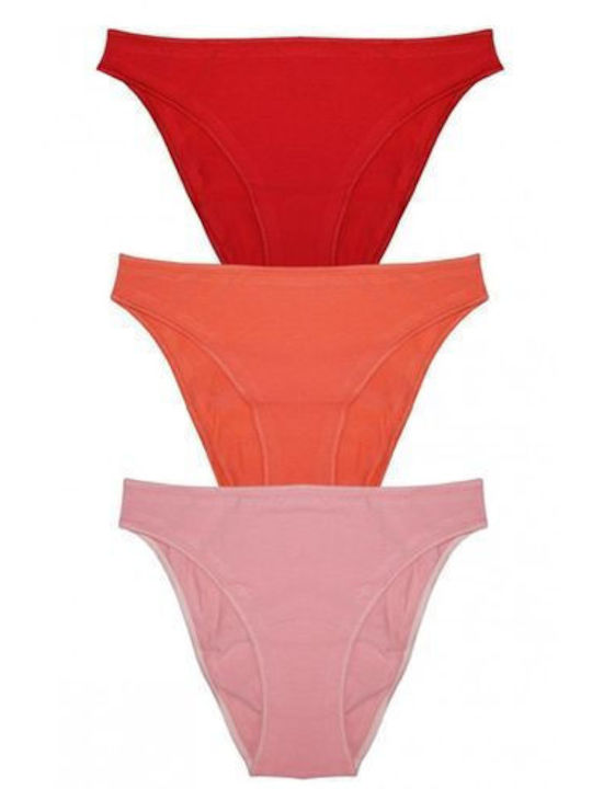 Helios 83720 Bumbac Femei Alunecare 3Pack Red/pink/orange