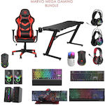 Marvo Gaming Bundle 2 Fără fir Gaming Tastatură Mecanică cu iluminare RGB (Engleză US) Gri