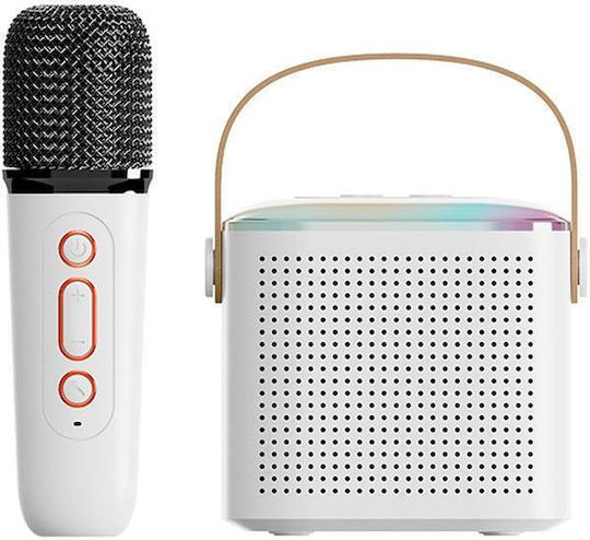 Karaoke Speaker with Wireless Microphone and Lighting Effects Y1 Monocular Wheat White