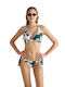 Blu4u Women's Bikini Top Triangle Print Hunter Blossom 24366390d-21 Dark Green