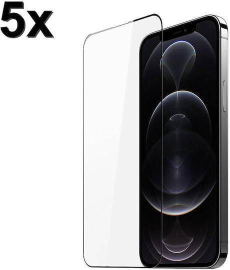 Techwave 5D 0.3mm Vollflächig Gehärtetes Glas 5Stücke Schwarz (iPhone 17e / 16e / 14 / 13 / 13 ProXiaomi 14 Pro)