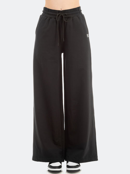 Benation Terry Wide Leg Hose Damen Sweatpants Schwarz