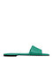 Leather Women's Flat Sandals in Green Color
