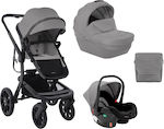 Kikka Boo Verstellbar 3 in 1 Baby Kinderwagen Geeignet für Neugeborene Light Grey 10kg