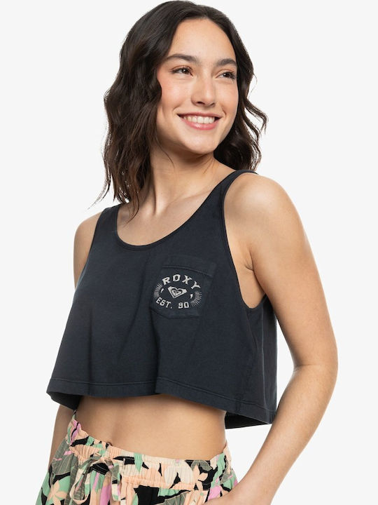 Roxy Damen Sportliches Crop Top mit Trägern Schwarz