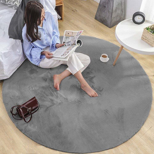 Strado Carpets Αντιολισθητικό Χαλί Στρογγυλό Light Grey Φ180cm
