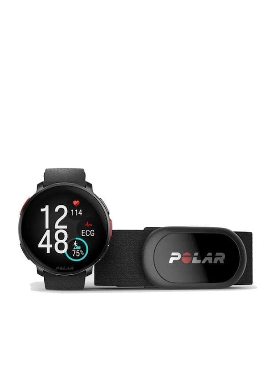 Polar Vantage V3 & H10 bundle S-L Aluminium 47mm Αδιάβροχο Smartwatch με Παλμογράφο (Night Black)