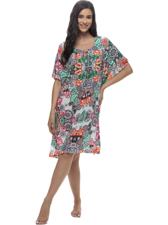 Damen Sommerkleid Galaxy Orange-Weiß 662-24