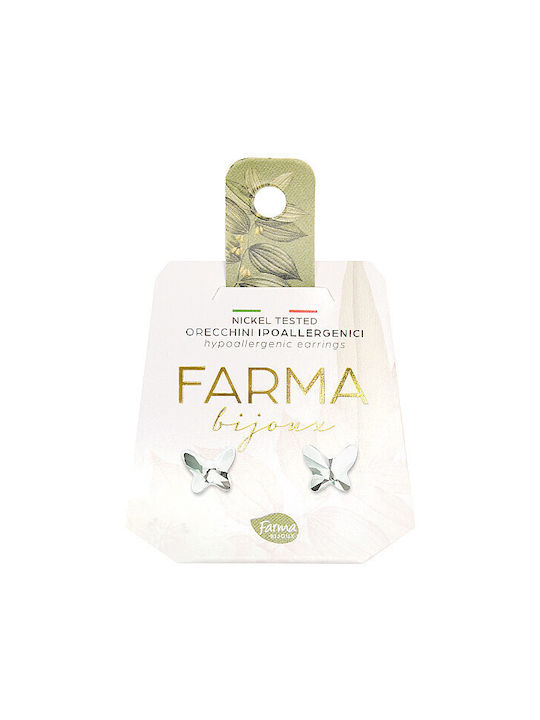 Farma Bijoux Υποαλλεγικά Σκουλαρίκια Butterfly Πεταλούδα Διάφανη 8mm