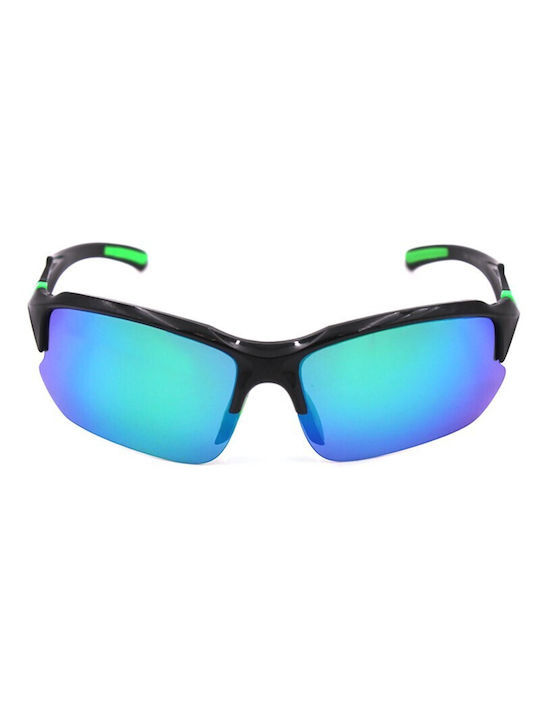 V-store Sunglasses with Black Plastic Frame and Blue Polarized Mirror Lens POL9301GREEN