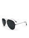 V-store Unisex Sunglasses with Black Metal Frame and Black Polarized Lens POL888-05
