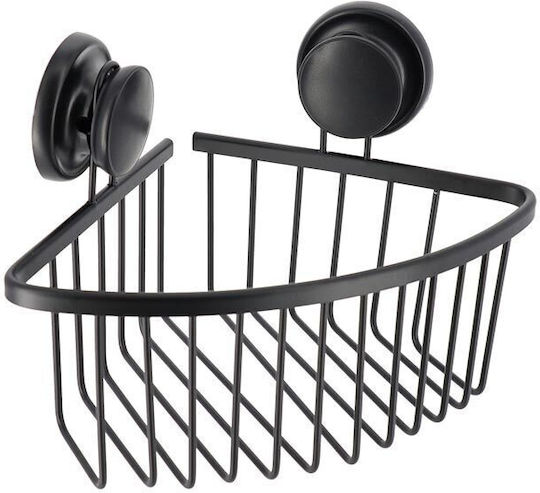 Corner Wall Mounted Bathroom Shelf Metallic 19.7x19.7x19.7cm Black