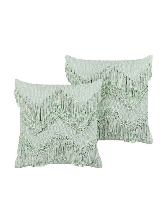 Beliani Възглавница за Диван от 100% Памук Bright Green 45x45см