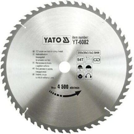 Yato Δίσκος Κοπής Ξύλου με 54 Δόντια 350mm