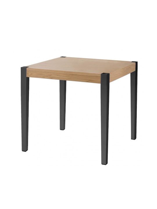 Together Table from Solid Wood & Polypropylene Black 70x70x75cm