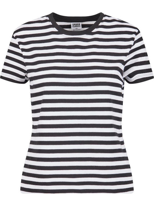 Urban Classics Women's T-shirt Striped White/black