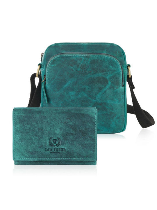 Set Leather Women's Bag Shoulder Green