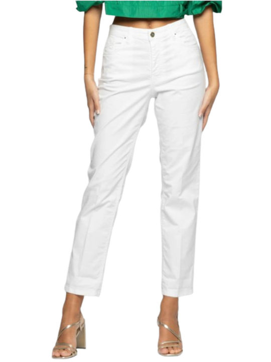 kocca Women's Jean Trousers in Straight Line Bianco
