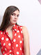 Desiree Women's Polka Dot Sleeveless Shirt Red